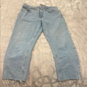 Topshop Denim Jeans with Frayed Hem, size 28